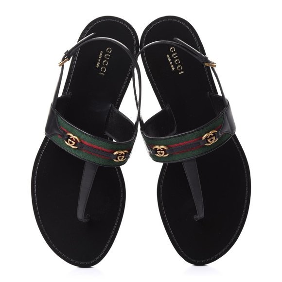 GUCCI Nylon Web Lifford Jakarta leather Sandals, black - Picture 2 of 13